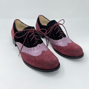Girotti Suede Leather Color Block Lace Up Oxfords Dress Shoes Womens 39, US 8.5